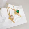 Pendentif Colliers Japon et Corée du Sud Ins Style Collier Femme Rose Vert Zircon Collier Chaîne Cadeau Bijoux En Gros