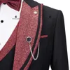 Men s kostymer blazers cenne des graoom 2023 elegant för män svart och röd smoking jacka västbyxor med bowtie 4st set bröllopsklänning brudgum 231215