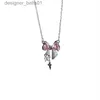 Ожерелья с подвесками, Корея, новый дизайн, бант, розовый циркон, крест, кулон, ожерелья, модная темпераментная цепочка на ключицу для женщин, ювелирные изделия для вечеринок L231215