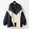 معاطف الخندق النسائية 2023 WOMENS COREAN FASHION REWND RELLAR ZIPPER BIG POCKENT Windbreaker Jacket Female Autumn Streetwear Coat