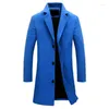 Men's Trench Coats Autumn Winter Fashion Woolen Solid Color Single Breasted Lapel Long Coat Jacket Casual Overcoat Plus Size 9 Colors