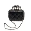 Whole- new vintage Skull purse Black Skull Knuckle Rings Handbag Clutch Evening Bag The chain inclined shoulder bag219O