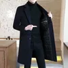 Männer Wolle Mischungen Mischung Einfarbig Mantel Lange und Warme Jacke Winter Männer Woolen Windjacke Koreanische Dünne Abrigo Largo hombre S-4XLephemeralew