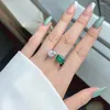 Cluster Rings Karachis S925 Sterling Silver Ring Women's Fashionable Temperament Water Drop Emerald Cut Square 8a High Carbon Diamond