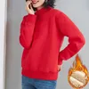 Womens Hoodies Sweatshirts Winter Thickened Sweatshirt Casual Loose Lambwool Half Navy Blue Neckline Pullover Warm Top with Wool Lining Sudaderas 231214