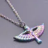 Łańcuchy stal nierdzewna egipska bogini ISIS Wisiant Naszyjnik Choker Wing Charm for Women/Men Vintage Biżuteria Prezenty