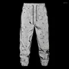 Pantalons pour hommes Hommes imprimé géométrique réfléchissant Jogger Sweapants Pantalon fluorescent Harajuku Hip Hop Dance Festival Rave Night Sport