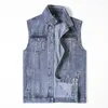 Gilet da uomo Autunno Plus Size 7XL Gilet di jeans da uomo High Street Hip Hop Stile semplice senza maniche Risvolto Giacche da cowboy maschili alla moda vintage