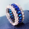 Bröllopsringar Knriquen 100% 925 Real Silver Cocktail Big Rings for Women Created Emerald Ruby Sapphire Gemstone Wedding Bands Jewel 231214