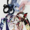 Stora hårbågar Scrunchies Silk Ponytail Holder Accessories flätade elastiska band Lång bowknot -krossande grossist