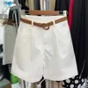 Women's Shorts Cotton Khaki Workwear Shorts Women's Summer Outerwear New Loose High Waist A- Line Cropped Wide Leg Shorts FeL231215