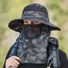 Ciclismo Caps Máscaras Multiuso Camuflagem Ao Ar Livre Escalada Pesca Brim Pescador Chapéu Verão Homens Balde Pescoço Guarda Sun Protection Cap 231215