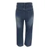 Damen Jeans Pant Streetstyle Patchwork Weitbein Denimhose Lange vertikale Rohrhose