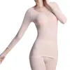 Sous-vêtement thermique pour femmes, 1 ensemble, température constante de 37 degrés, ultra-mince, élastique, sans couture, hiver 2023
