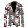 Ternos Masculinos Blazers Moda Papai Noel Impressão Terno Jaqueta Masculina Casaco De Natal Outono Inverno Homens Blazer Jaquetas Para Homens Jaquetas De Festa De Natal 231214