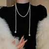 Anhänger Halsketten Französisch Simulierte Perle Quaste Pullover Kette Halskette Für Frauen Luxus Mode Retro Party Schmuck