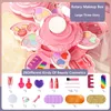 Beauty Fashion Girls Makeup Toy Set Preteny Play Toys Rotating Box Bag Washable Lippy Nail Polish Children Birthday Presents 231215