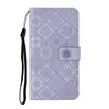 Retro etnisk stil läder plånbokfodral för Samsung S24 Ultra A35 A55 S23 FE Plus A05S A15 A23E A14 5G Flower Lace Henna Mandala ID Card -spårhållare Flip Cover Pouch Pouch