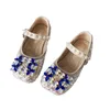 2024 Spring Girls Crystal Flat Shoes Kids Pearls Buckle Princess Shoes Children Rhinestones Birthday Party Dance Shoe Z6053