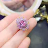 Anéis de cluster 925 prata esterlina rosa zircão anel menina proposta de presente para mulheres entrega gratuita