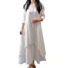 Casual jurken Robe jurk losse fit lichtgewicht volledig matched valse valse twee stukken grote zoom retro voor vakantie