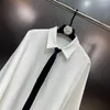 Blusas femininas borvemays elegante branco simples camisa feminina temperamento solto lapela gravata decorar manga longa pena 2024