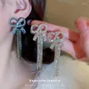 Pendientes colgantes con flecos largos y lazo para mujer europea y americana Shu