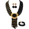 Ensemble collier et boucles d'oreilles marron pour femmes africaines, bijoux de mariage nigérian, perles en cristal