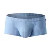 Sous-vêtements hommes côtes Boxer troncs doux respirant poche bombée culotte mâle taille basse short de sueur sous-vêtements élastiques