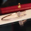 Bangle Designer Armband Luxe Damesarmbanden Charm Bangle Halve Cirkel Volledige Diamanten Nagelarmband Rose Goud Zilver Sieraden Diamond Designer Armband Cadeau AOMM