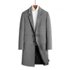 Mélanges de laine pour hommes 2023 Printemps Manteau Hommes Mode Long Angleterre Style Business Casual Trench Solidyolq