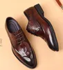 New Men Shoes Fashion Trend alligator print Classic Hollow Carved Lace Comfortable Business Casual Oxford