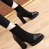 Boots 2023 Shoes for Women Zipper Winter Pointed Toe Solid High Heels Ladies Short Barrel y Heel Fashion 231214