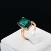 Bague émeraude naturelle bagues en diamant Zircon pour femmes bagues de mariage de fiançailles avec bague en pierre précieuse verte 14K or Rose bijoux fins247T