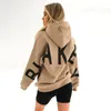 Damen Hoodies Y2K Grunge Lose Pullover Sweatshirts Brief Drucken Casual Fleece Verdickte Langarm Tops Herbst Hoodie Streetwear 294