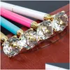 Stylos à bille en gros cristal verre Kawaii stylo grosse boule de gemme avec grand diamant mode école fournitures de bureau livraison directe Busin Dhwmb