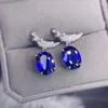 Pendientes colgantes de zafiro natural de plata de ley S925, joyería de boda premium para mujer