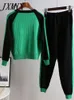 Zweiteilige Damen-Hose, lässiger zweiteiliger Pullover, Strickjacke, Damen-Herbst-Strickset, modisches Baseball-Sport-Reißverschluss-Top und Hose 231214