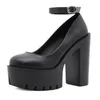 Klänningskor Spring Autumn Womens Chunky Block High Heel Platform Ankle Strap Buckle Pumps Gothic Punk For Model Nightclub