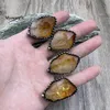 Wedding Rings 10PCS Gothic Large Natural Raw Citrines Crystal Quartz Druzy Vintage Ring Goth Witch Wicca Boho Jewelry For Women MY240410 231214