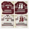 カスタムトップステッチカストムNCAA 16 CALE MAKAR MASSACHUSETTS MINUTEMEN HOCKEY JERSEY UMASS 35年イーストジャージーワインレッドホワイト任意の名前番号