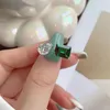 Cluster Rings Karachis S925 Sterling Silver Ring Women's Fashionable Temperament Water Drop Emerald Cut Square 8a High Carbon Diamond