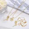 Pendant Necklaces Elegant Copper Crystal Tulip Necklace For Women Gold Dragonfly Fashion Rainbow Flower Couple Lover Jewelry Gifts3088