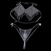Stonefans Färgglada Crystal Bralette Underkläder Body Chain Set for Women Sexig Bling Rhinestone BH och Thong Jewelry Party Gift T200324U