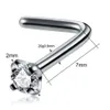 화려한 코 링 세트 스테인레스 스틸 코 피어싱 지르콘 CZ Crystal Gem Bone retainer Piercing Jewelry258C