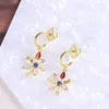 Stud Earrings European And American Jewelry Wholesale Colorful Sparkling Fireworks Series Beautiful Bright Flower