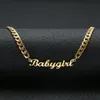 Schönes Geschenk Goldfarbe Babygirl Namenskette Edelstahl Typenschild Halsband Handschrift Unterschrift Halskette für Mädchen244v