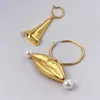 Dangle Oorbellen LILIFLOR 18K Vergulde Messing Sieraden Overdreven Neus Lippen Voor Vrouwen Party Accessoires Hoepel E221388