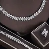 Комплект ожерелья и серег, модный свадебный комплект из 4 шт. с кубическим цирконием, свадебные украшения в Дубае, аксессуары для костюмов для вечеринок