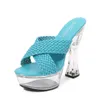 Hausschuhe Transparent Hentian High Heel Wasserdicht Trolley Modell Mode Auto Springhebel